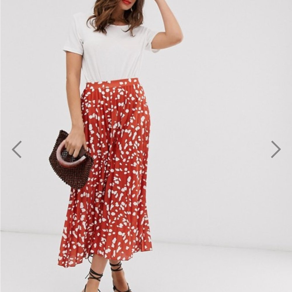NWT ASOS DESIGN Pleat Midi Skirt in AbstractAnimal